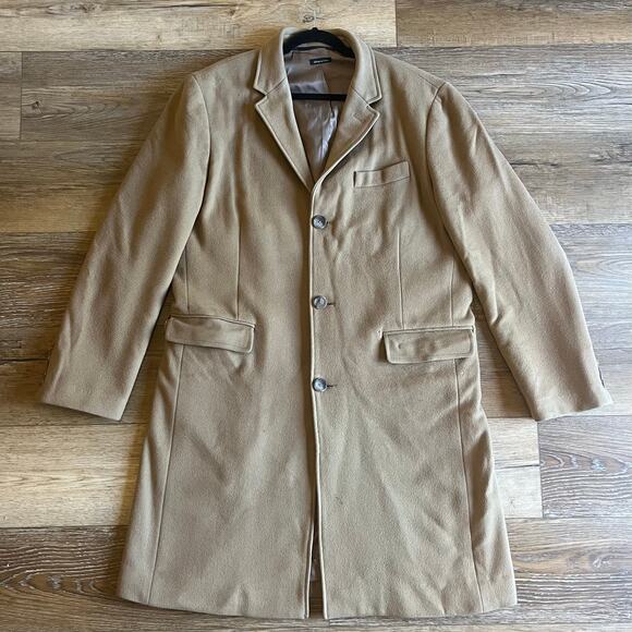 J. Crew Wool Cashmere Westbourne Topcoat Mens L Tan Brown Long Classic Luxury - Picture 2 of 10